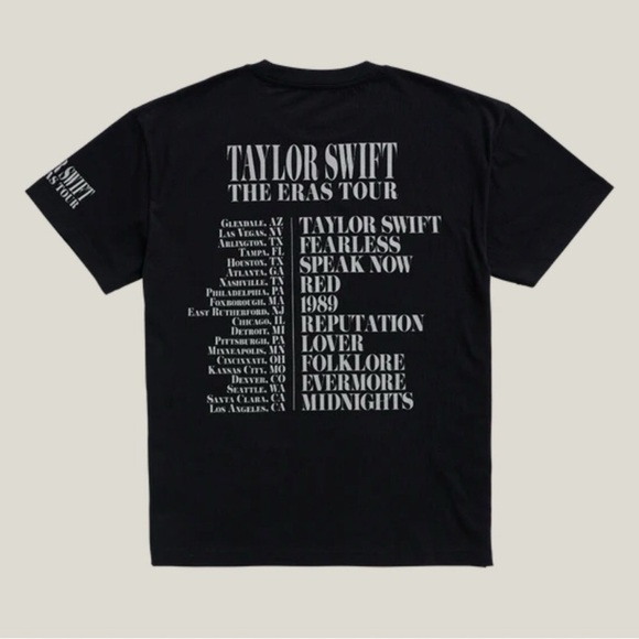 NEW Taylor Swift Eras Tour Black T Shirt, US Dates - Picture 2 of 2